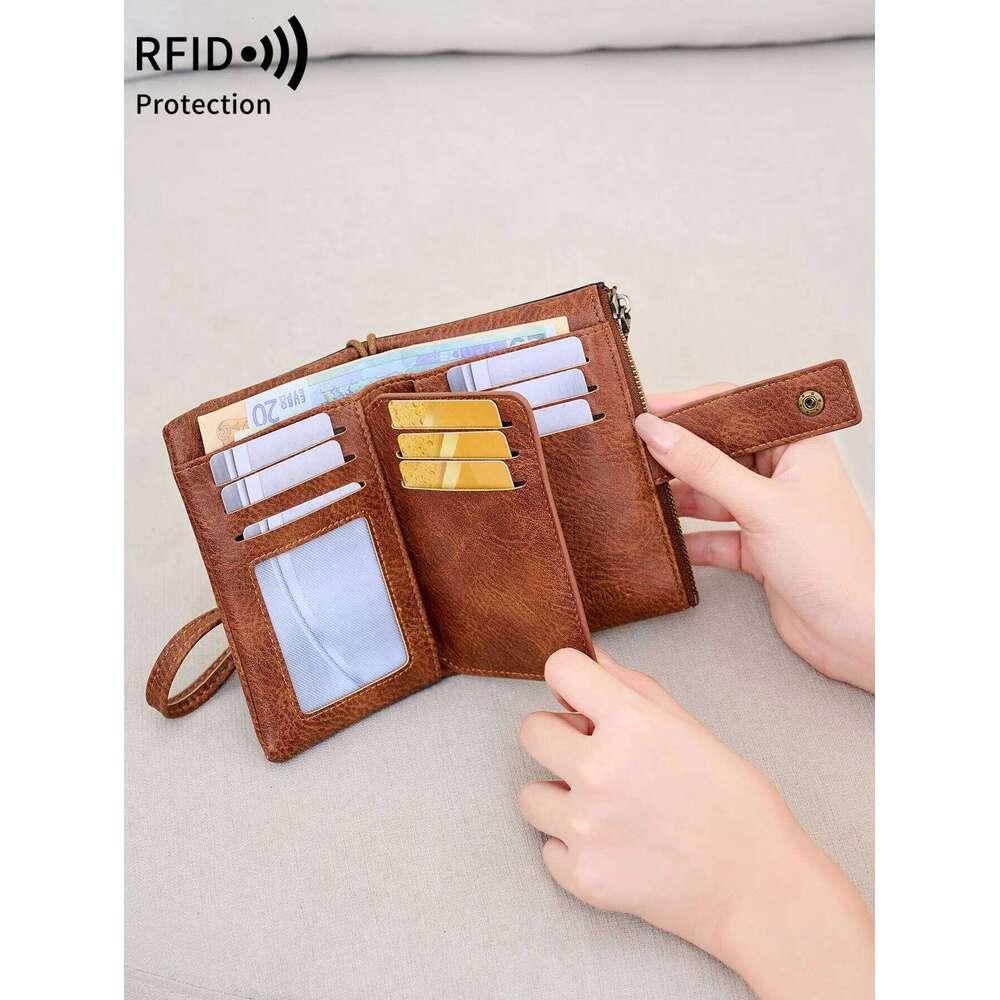 Minimalist Women's Wallet Bifold Clutch BagRFIDAnti-theft Swipe Large Capacity Credit Holder Card HolderPULeather CoinPurse C260304