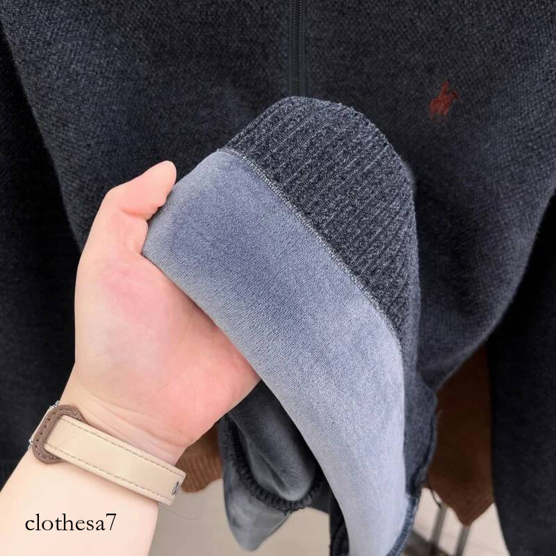 Luxury Quality Men Long-Sleeved Knitwear Mock Neck Half-Zip Thicken Horse Embroidery Spring New Pullover Fashion Casual MensWear - view 7