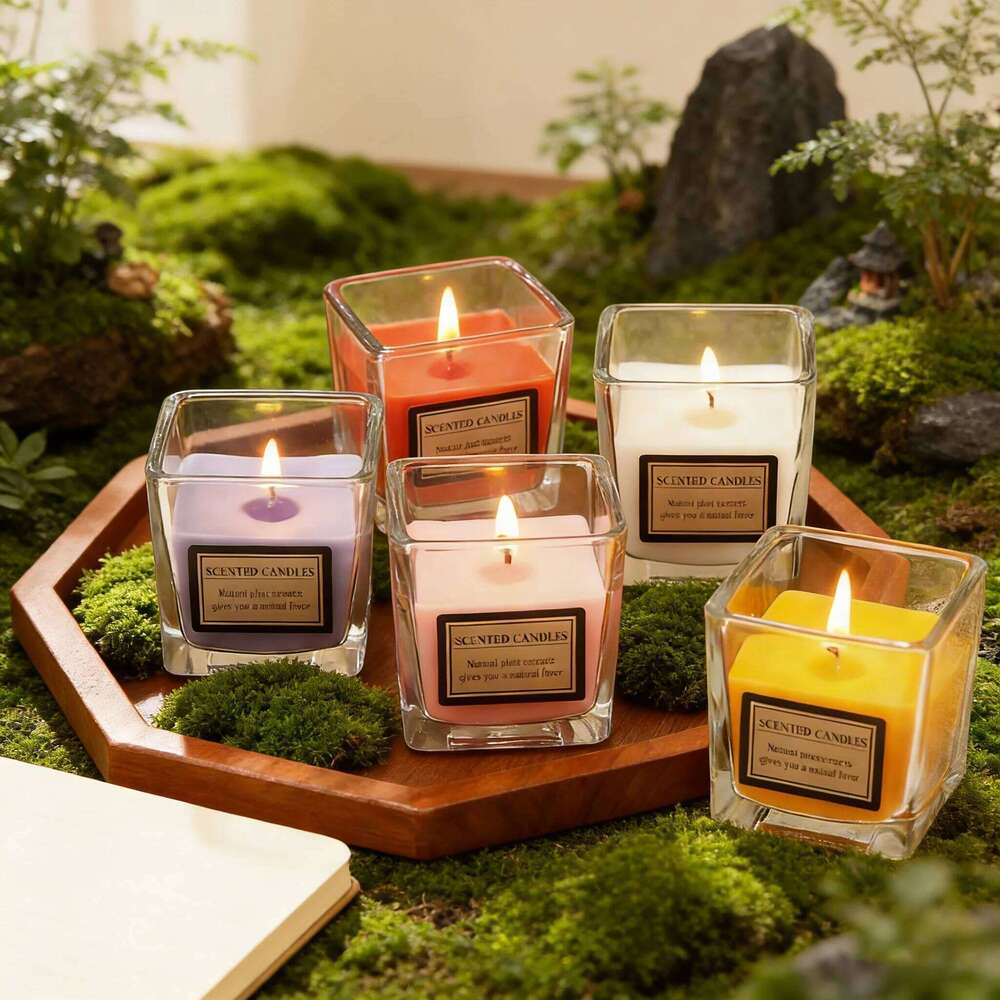 Natural Soy Wax Aromatherapy with Glass Jar | Long-Lasting Fragrance Candles for Home Decor, Bedroom Relaxation & Gift W260304 W260305