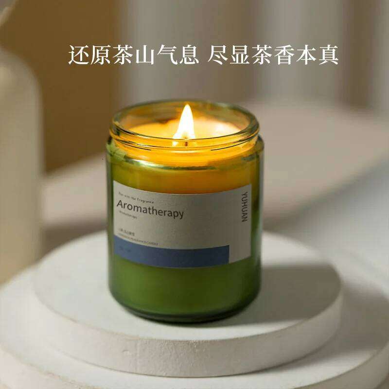 Dark Green Glass Bottle Scented Candle Decoration, Plant Essential Oil Soy Wax, Indoor Light Fragrance Souvenir W260304 W260305
