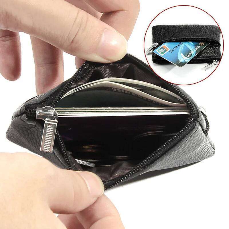 New Cow Leather Men's Women's Casual Coin Purse Headphone Storage Mini Bag Wallet For Man And Woman C260304