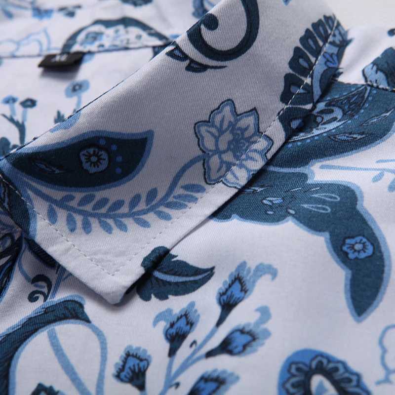 Spring and Autumn New Mens Long Sleeved Fashionable Printed Shirt Lapel Trendy Slim Fit Shirt M260305