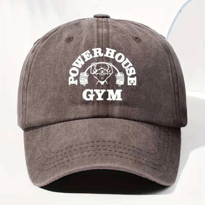 Unisex POWERHOUSE GYM printed vintage washed baseball capadjustable design suitable all seasons for outdoor and daily wear Y260304
