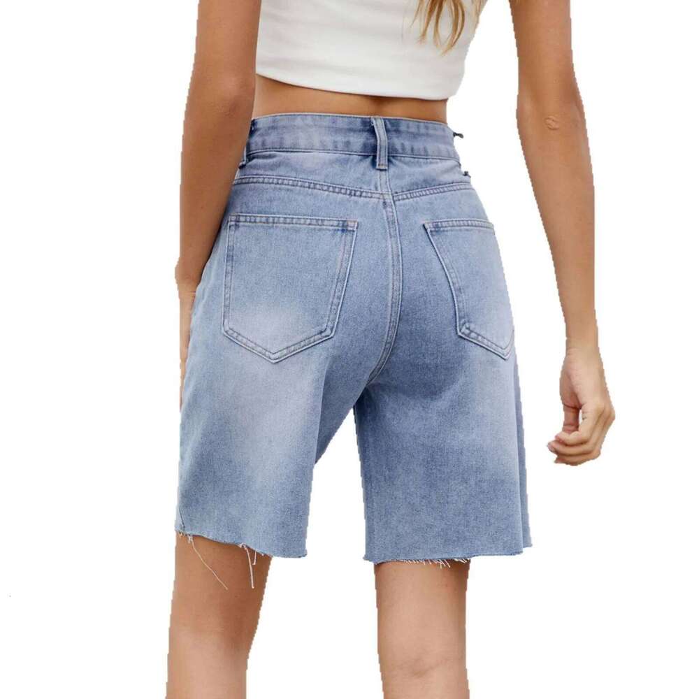 american european style summer new fashion women's washed straight loose casual trendy solid color jeans shorts female clothes XJ260305