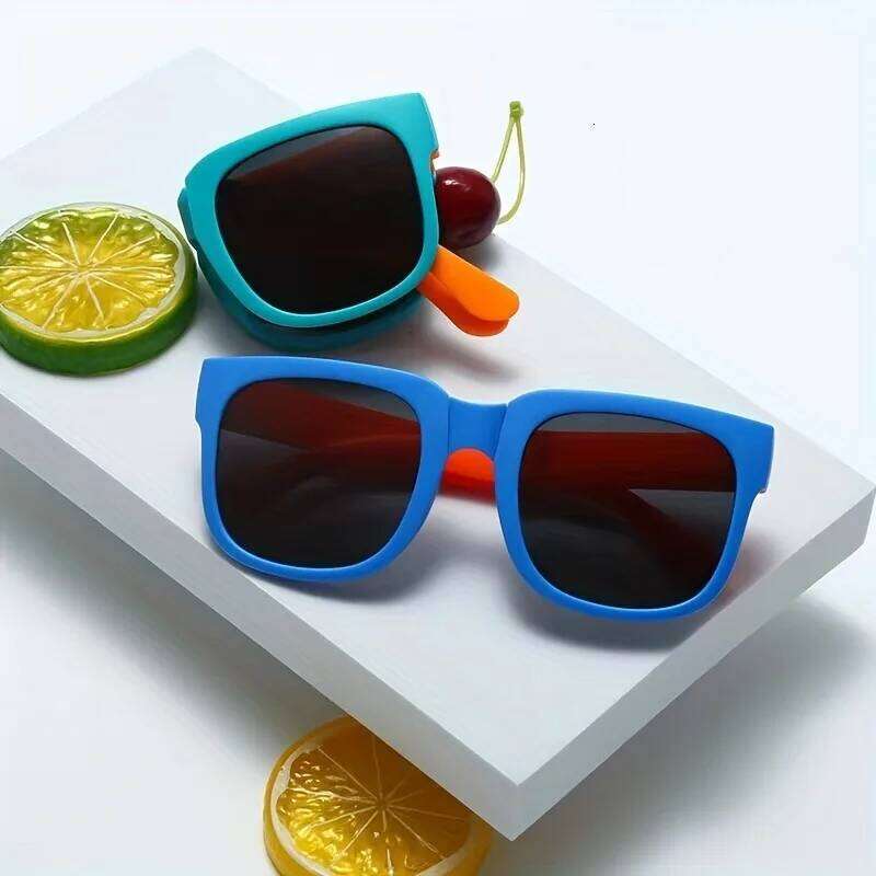 1 Pair Foldable for Boys & Girls Portable Square Frame Travel Playful Design|Durable Lenses Outdoor Glasses Z260305