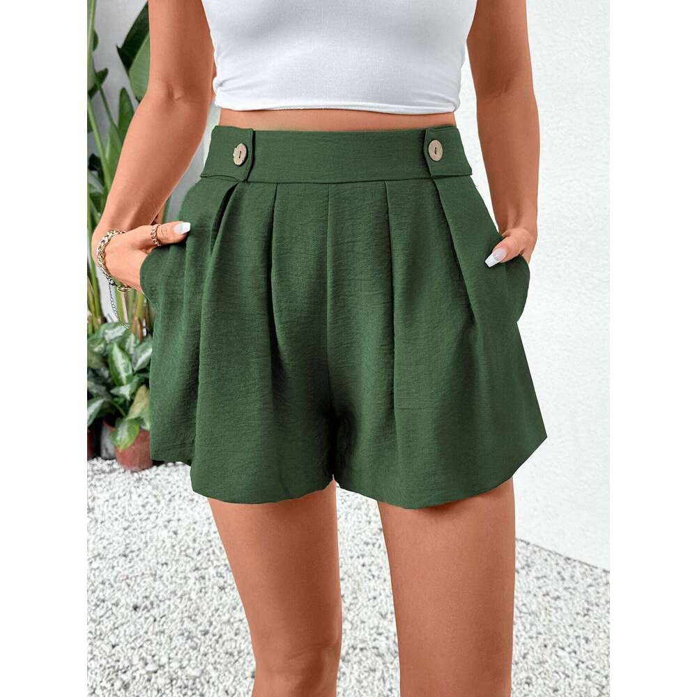 2025 Europe and the United States summer hot selling new solid color casual loose high-waisted shorts women XJ260305