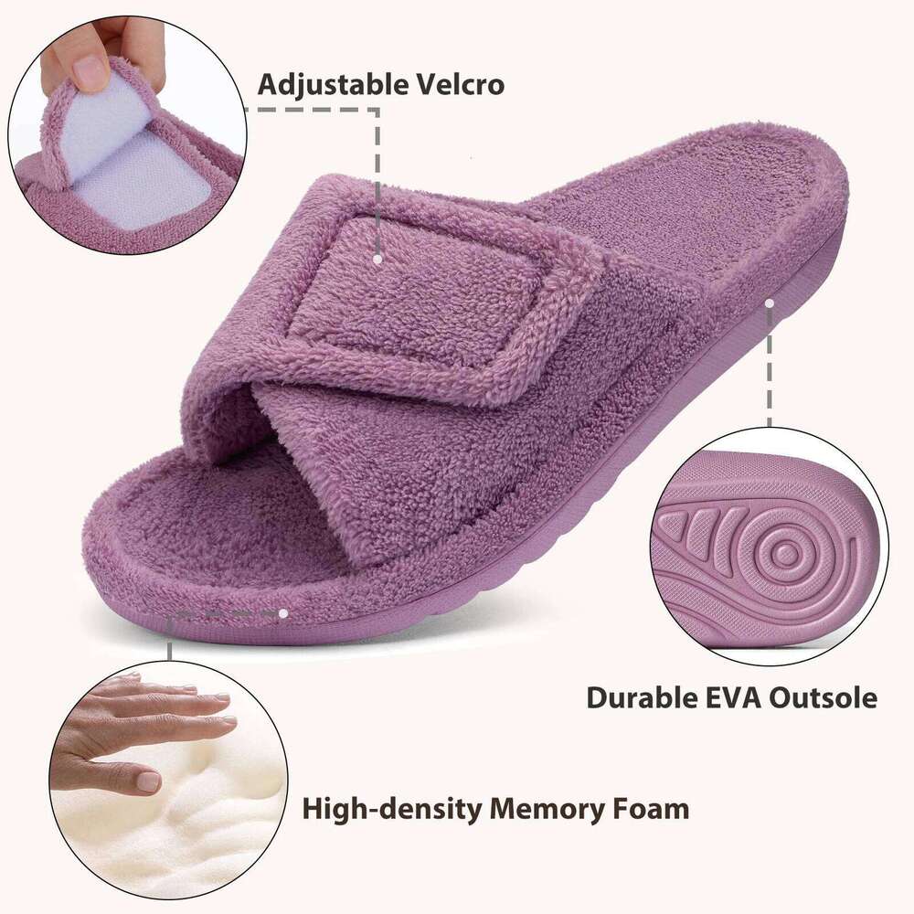 Kidmi Women Fur Indoor Fuzzy House Outdoor Women's Orthopedic Slippers Soft Antiskid Bedroom Shoes Arch Support