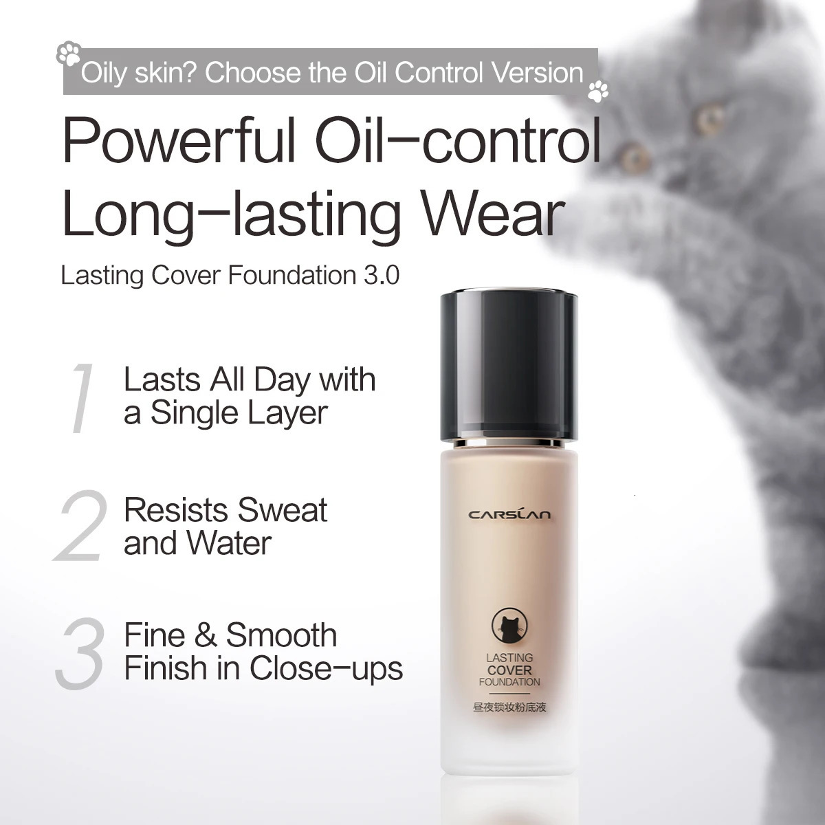 CARSLAN Long-lasting Moisture Matte Liquid Face Foundation Full Coverage Concealer Whitening Oil Control Face Base Makeup 260305