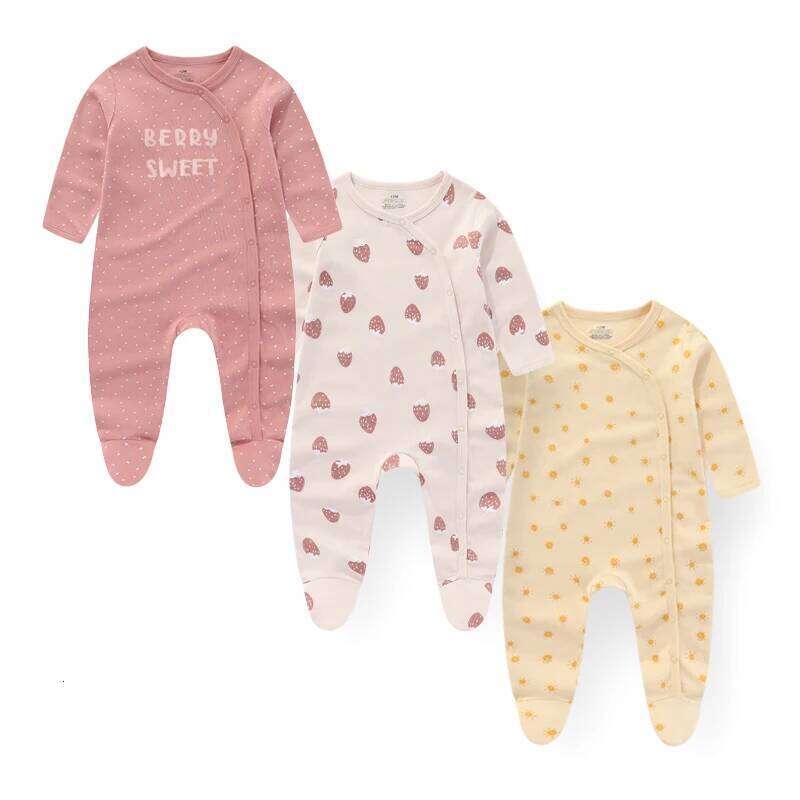 Kiddiezoom 3 Pcs/Lot Autumn Winter Long Sleeve Casual Sweet Baby Girl Romper 100%Cotton Soft Newborn Jumpsuits Clothes Z260304