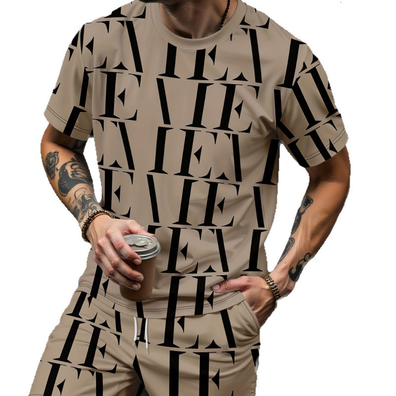 2026 New Designer Luxury Brand Printed T-shirt Outdoor Sports Men's Shorts With Letter Printed Men's Short Sleeves And Shorts Set