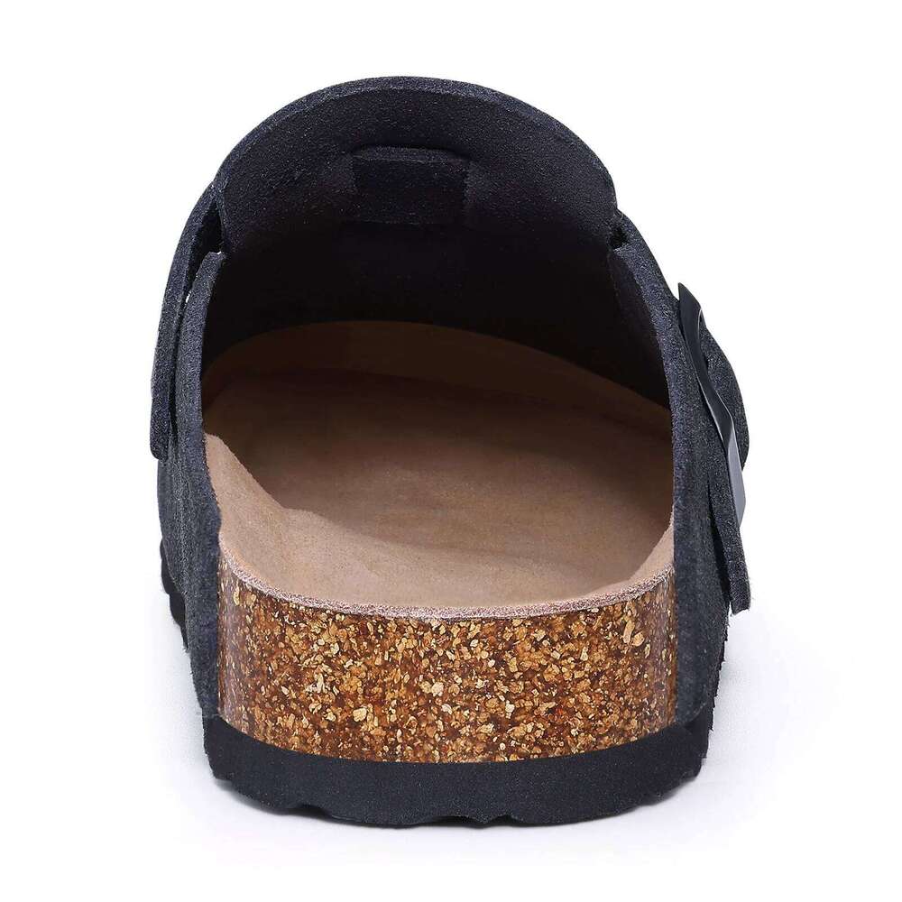 Kidmi Suede Mules For Women Fashion Men Clogs Shoes Classic Cork Antislip Outdoor Slippers With Arch Support