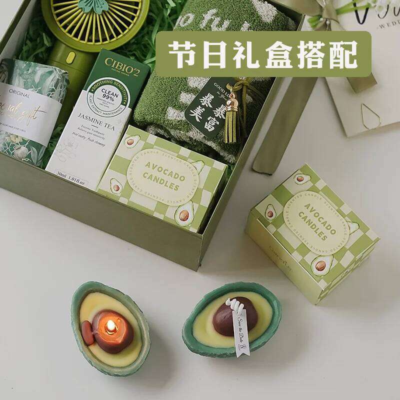 Handmade Avocado Scented Candle, Smokeless Soy Wax, Home Decoration Ornaments, New Year Souvenir, Birthday Fragrance Gift W260304 W260305