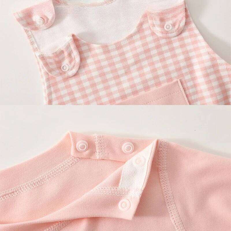 Unisex Baby Cotton Soft Spring-Autumn Romper Set Infant Long-Sleeve Top & Plaid Overalls Halloween Cute Outdoor Crawling Outfit Z260304