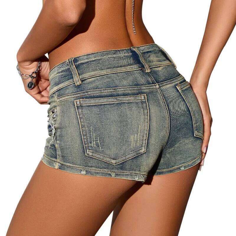 2026 New Summer Women's Shorts Y2k Sexy Elastic Slim Low Rise Denim HOT Pants Skinny Vintage Blue Hot Jeans Versatile XJ260305