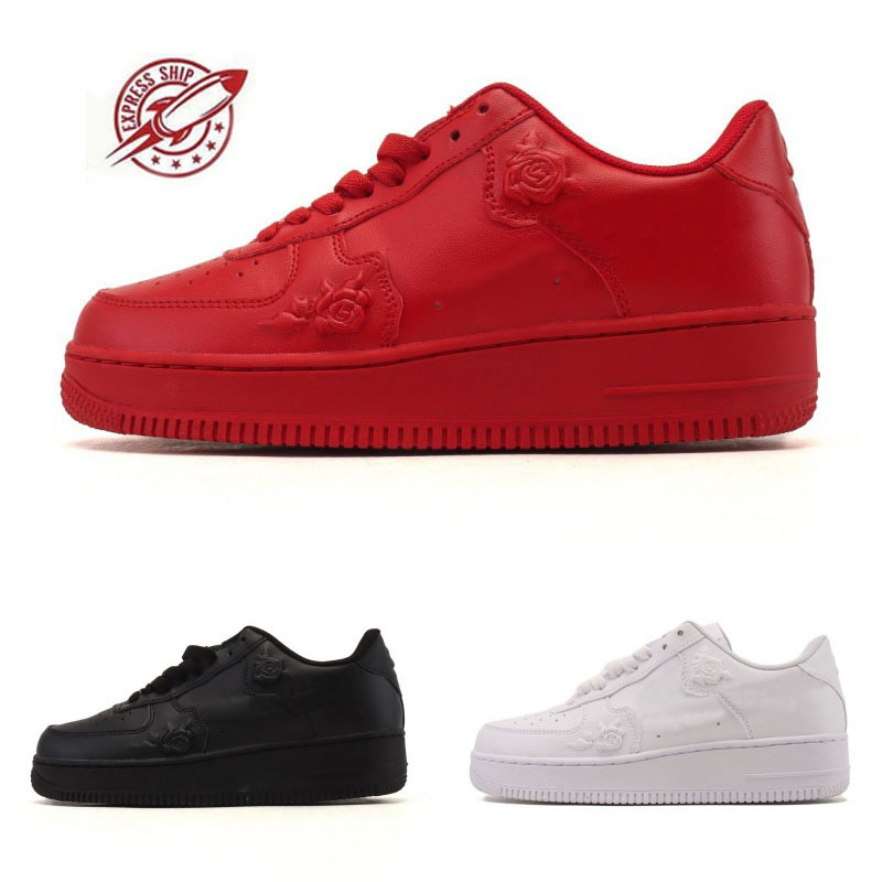 Designer 1 Low '07 Roses Running Sports Shoes 1S Red Roses White Sneaker Casual shoe range in men's and women's sizes 36-45