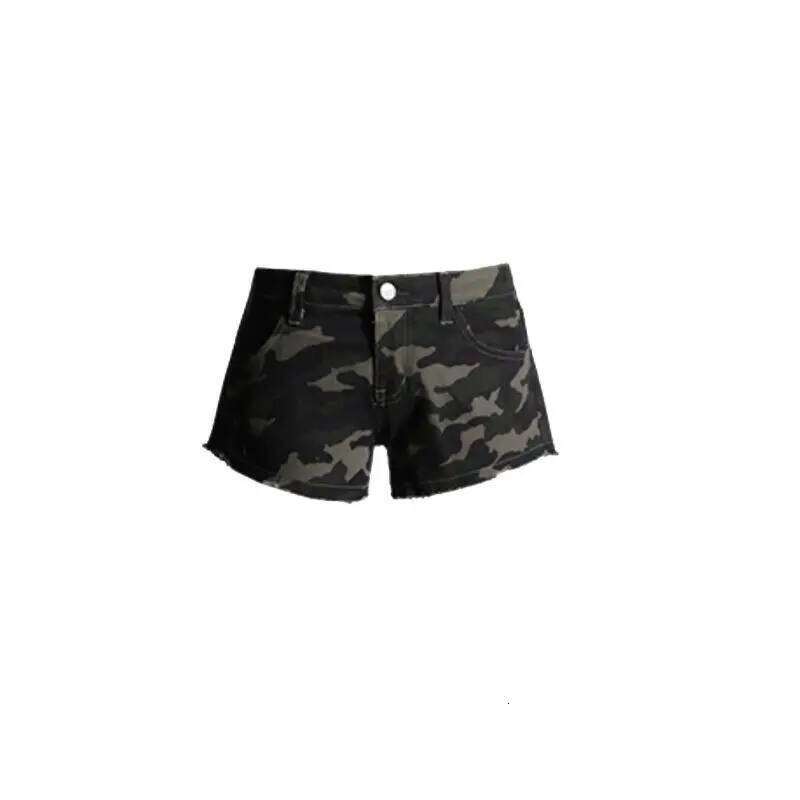 American Spice Girl Y2k Camouflage Denim Shorts Women New Low Waist Elastic Skinny Buttocks Hot Pants XJ260305
