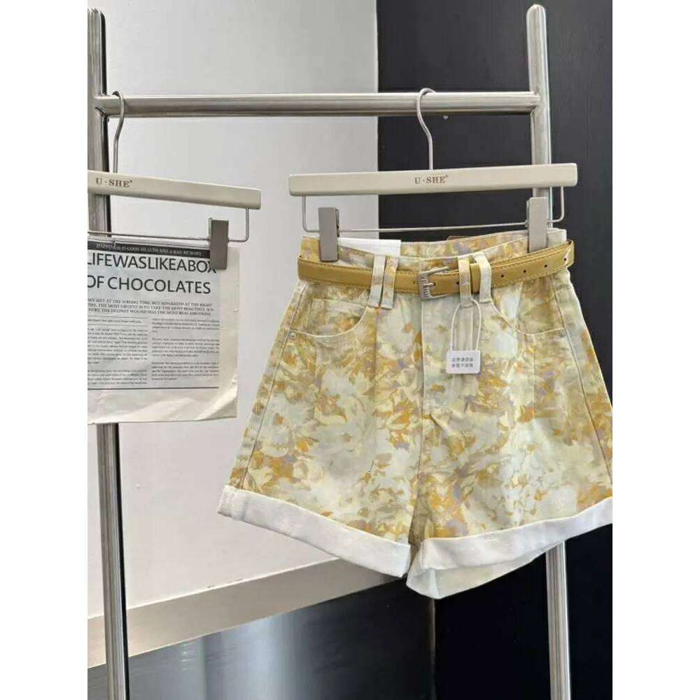 2025 Summer New Personalized Printing A-word Denim Loose Wide-footed Hot Pants Cargo Shorts Women XJ260305