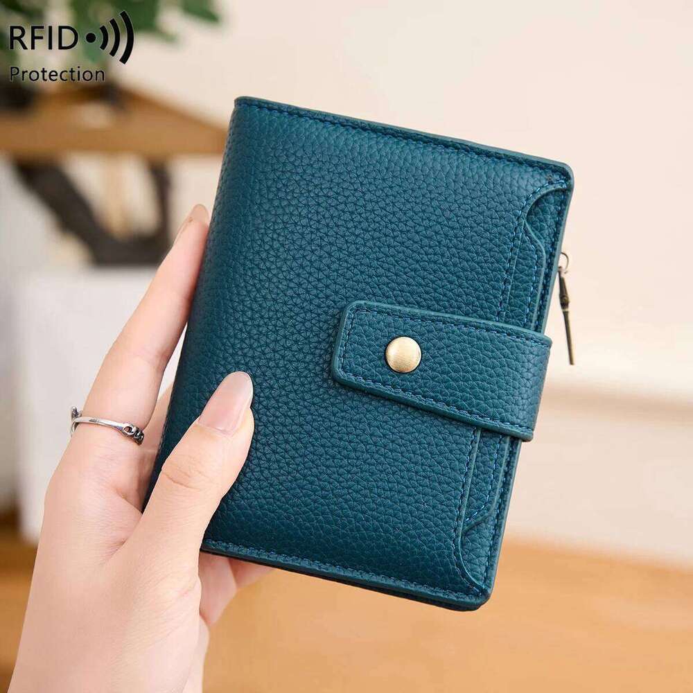 woman's small wallet RFID Blocking Soft PU Leather Bifold Compact Card Holder with Zipper Coin Pocket Multi-card Wallet C260304