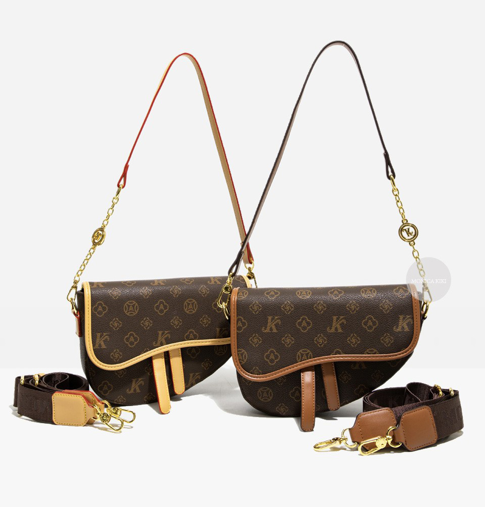 New luxury handbag, fashionable printed square bag, lightweight luxury saddle bag, vintage classic shoulder crossbody bag, high-end tote underarm bag,
