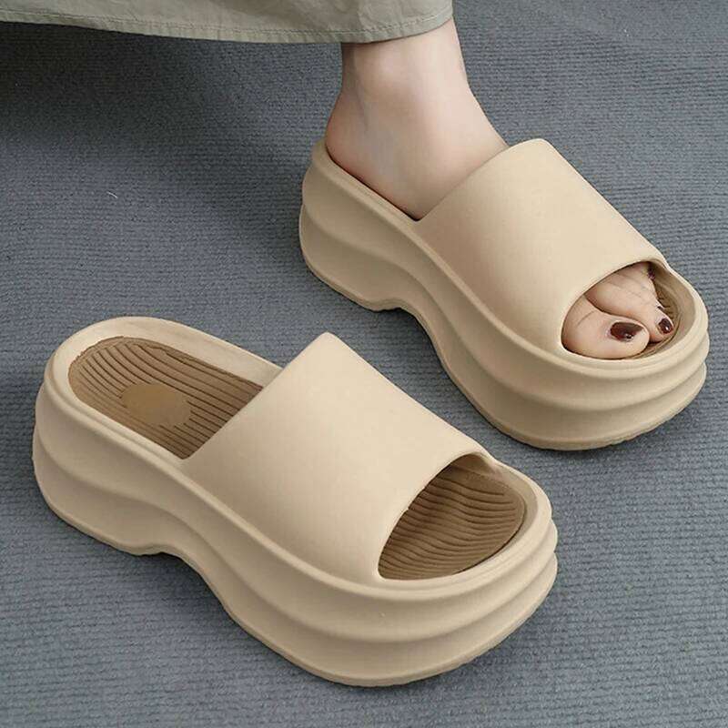 Kidmi Summer Women's Platform Heels Beach Slippers Fashion Flat Sandals Outdoor Soft Cloud Home Shoes For Women