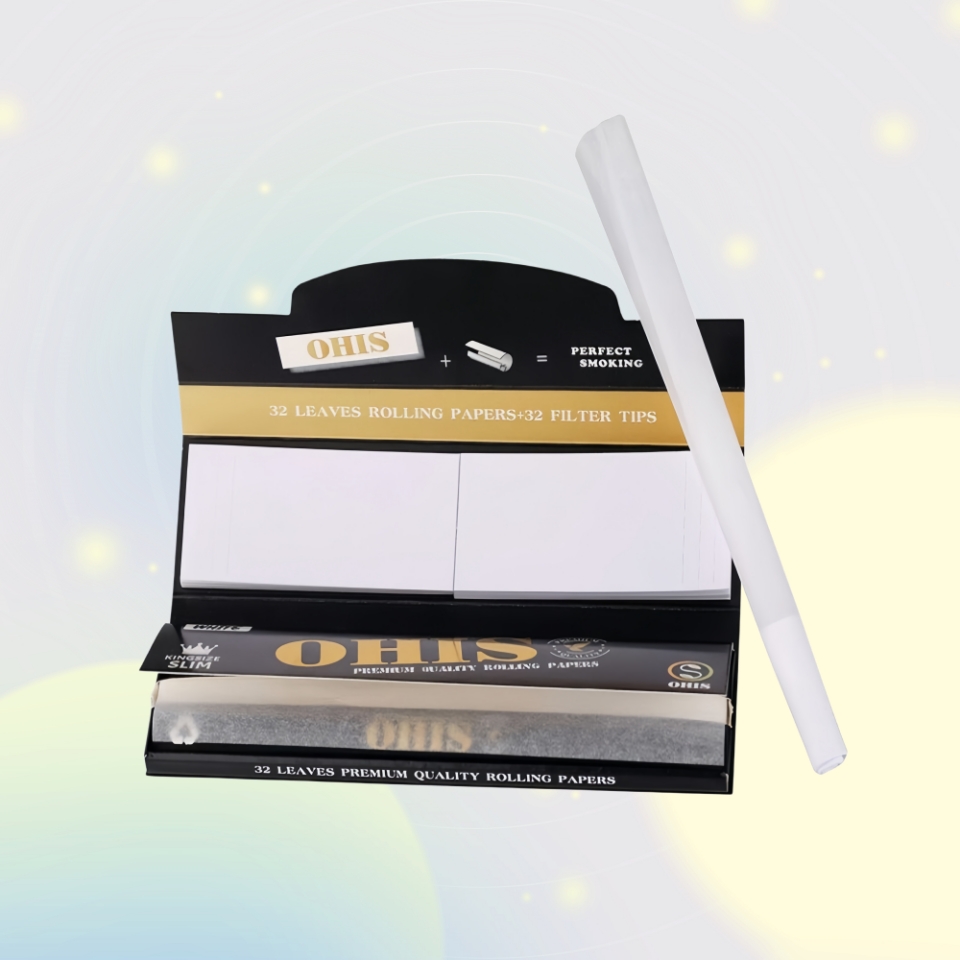 USA Stock: Premium White Rolling Papers & Tips Set - 8 Packs (256 Leaves + 256 Tips), 110mm Longevity Rollers for Smokers