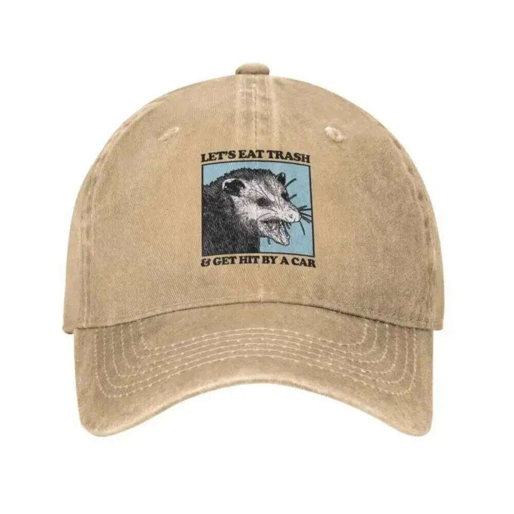 Let's Eat Trash Get Hit By A Car Baseball Cap Hip Hop Women Men's Adjustable Possum Lovers Dad Japanese Style Hat Fashion Y260304