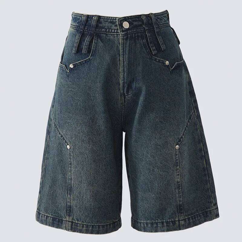 New American Loose Denim Shorts Spring Summer. Fashionable and Versatile Casual Straight-leg Mid-length Jeans for Ladies XJ260305
