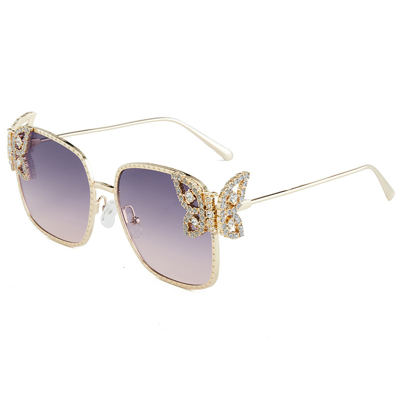 2026 New Designer Luxury Brand Box Women's Luxury Diamond Inlaid Sunglasses Butterfly Metal Frame Exquisite Sunglasses Fashion Glasses Non Prescr