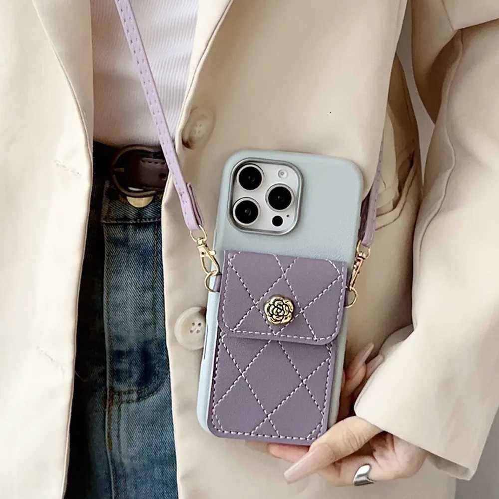 Luxury Flower Leather Wallet Phone Case For iPhone 16 15 14 13 12 11 Pro Max XS Max XR 7 8 Plus | Crossbody Lanyard Card Bag CoverT260305