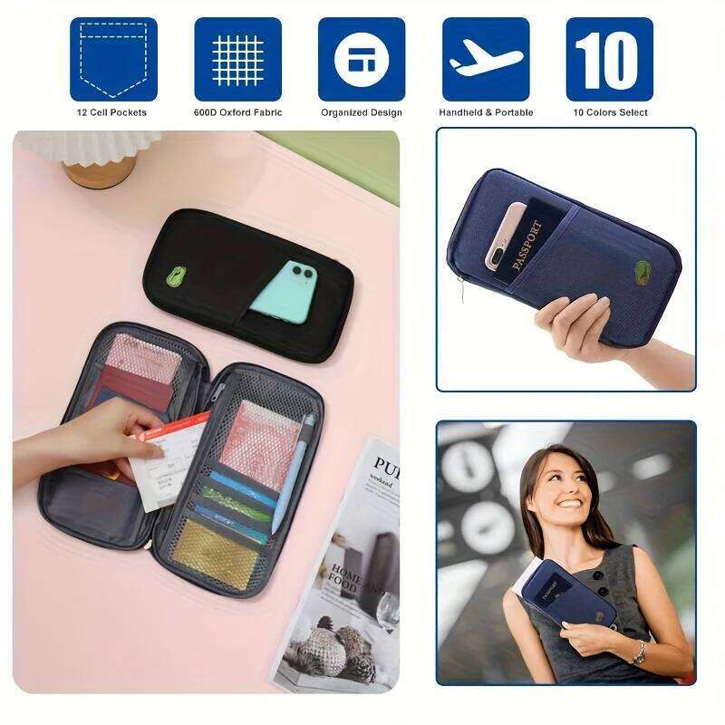 Multi-Functional Wallet-Style Travel Document Holder Men's Women's Style Passport Wallet Organizer Bag C260304