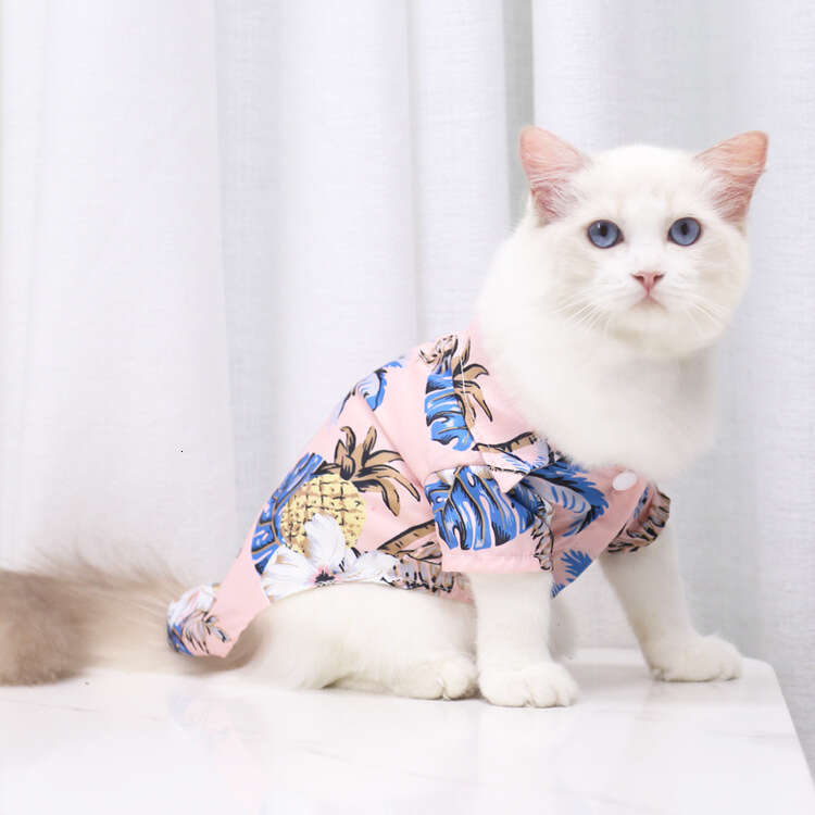 Famous brand Foreign Trade Spring Summer Thin Clothing for Small Medium Dogs and Cats Pineapple Shirt Pet Dog Cat Golden Retriever Clothes Supplies pu