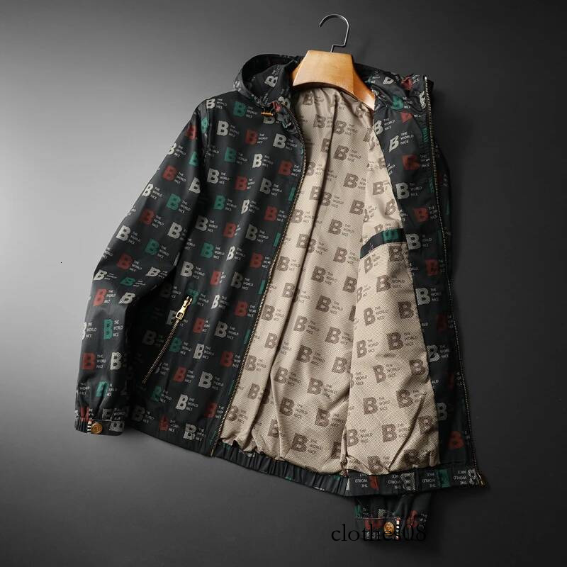 Ele plus Size Men's Jaet Hooded Printed Casual Outerwear Faionable Urban Sle Windproof Polyester/Nylon Cosite Fiber