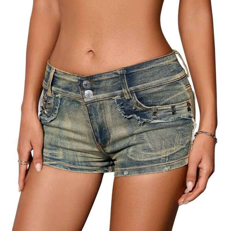 2026 New Summer Women's Shorts Y2k Sexy Elastic Slim Low Rise Denim HOT Pants Skinny Vintage Blue Hot Jeans Versatile XJ260305