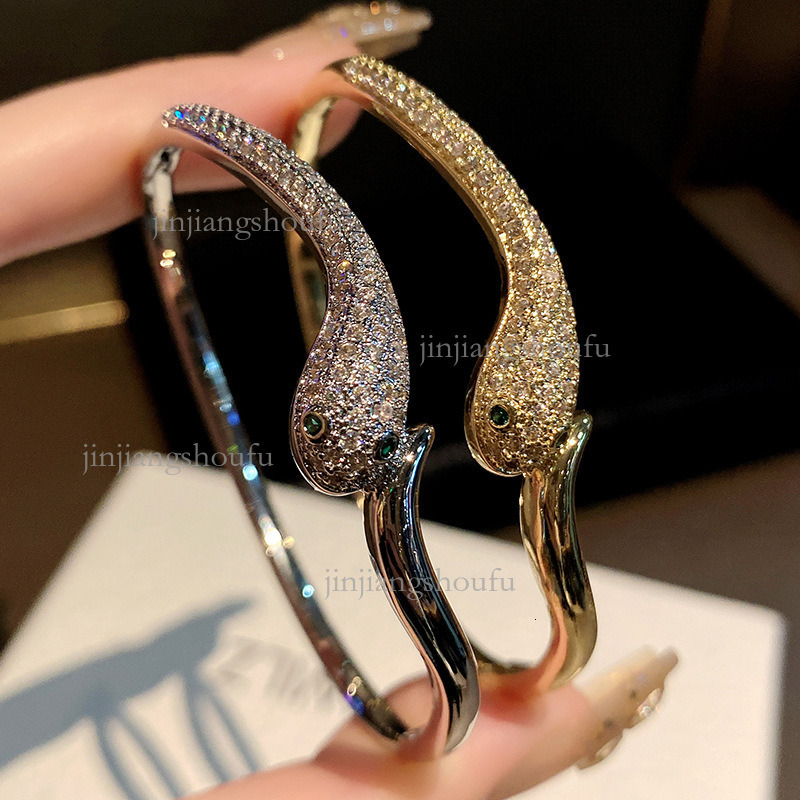 2026 Designer Bracelet Luxury Trendy Genuine Gold Plated Zircon Serpentine Women's Bracelet European And American Exaggerated Personalized Fashio