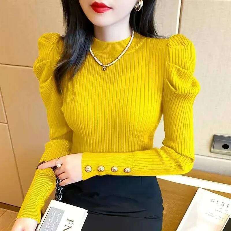 Women Autumn Winter Turtleneck Sweater Vintage Solid Basic Knitted Tops Casual Slim Pullover Korean Fashion Simple Chic Jumpers XJ260305