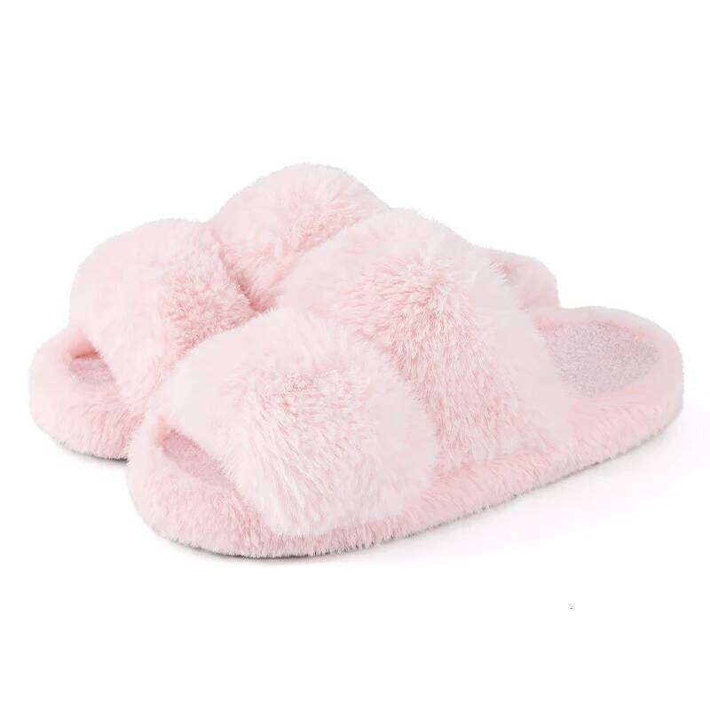 Kidmi PoP Classic Fuzzy Fluffy Winter Women Indoor Short Plush House Slippers Antiskid Flat Lady Slipper