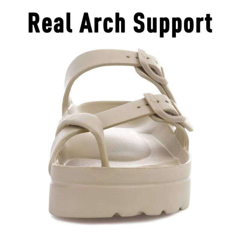 Kidmi Women's Slippers Platform with Arch Support Adjustable Buckle Comfortable Lady Slides Summer Beach Sandals