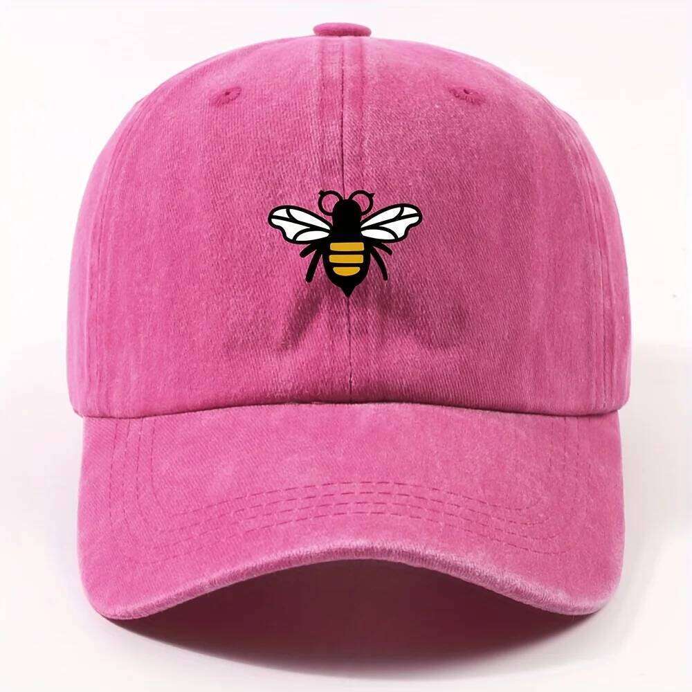 Fashionable bee patterned baseball cap for both men women, casual street style retro duckbill cap, outdoor travel and hiking Y260304