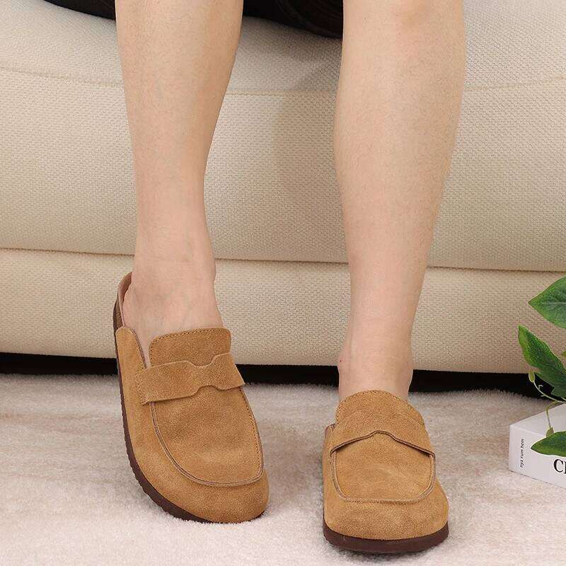 Kidmi New Women's Comfortable Cork Sole Genuine Cow Suede Clogs Indoor And Outdoor Potato Shoes Popular Beach Slippers