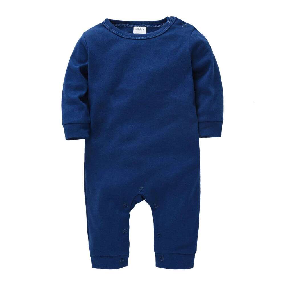 Kavkas Spring Baby Boys Girls Clothes Romper Solid Colors Blank Plain Long Sleeve 100% Cotton Kids Outfit Footies Jumpsuit Z260304
