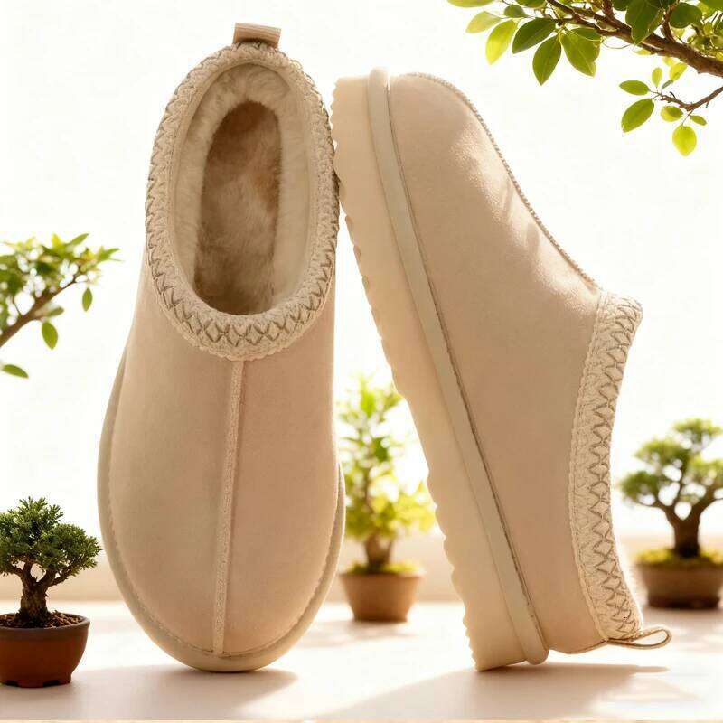 Kidmi New Winter Genuine Suede Women's Snow Fuzzy Warm House Water Resistant Slippers Soft Sole Women Ankle Boots