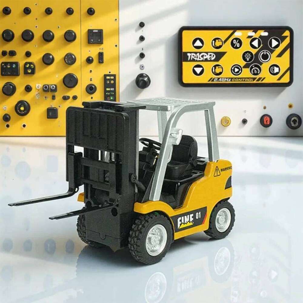 Mini Alloy Forklift 1/64 RC Engineering Vehicle Bluetooth Remote Control Toy With Multiple Brackets Detachable HG4 For Children Z260304