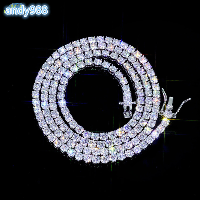 Wholesale 925 Silver 3MM Hip Hop Tennis Chain Necklace VVS Certified Moissanite Diamond Jewelry with GRA Certificate