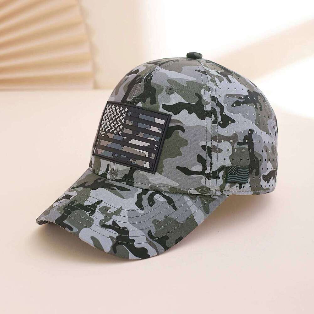 Camouflage flag breathable, adjustable sunshade European and American fashionable baseball cap for daily casual sports Y260304