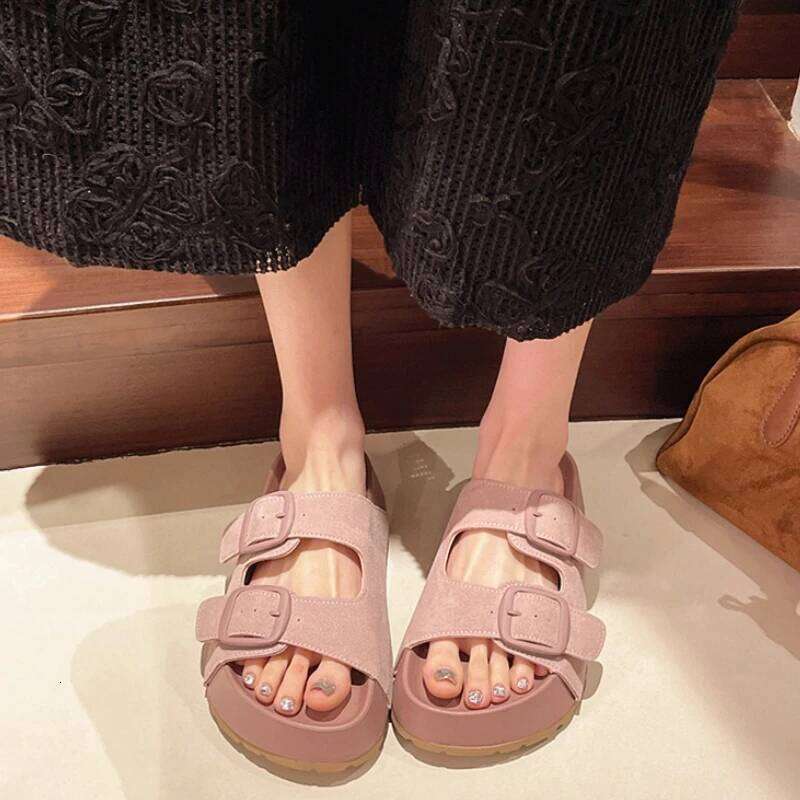 Women Leisure Slippers Retro Trend With Buckles Female Summer Casual Shoes Comfortable Beach Slides Girls Platform Sandals