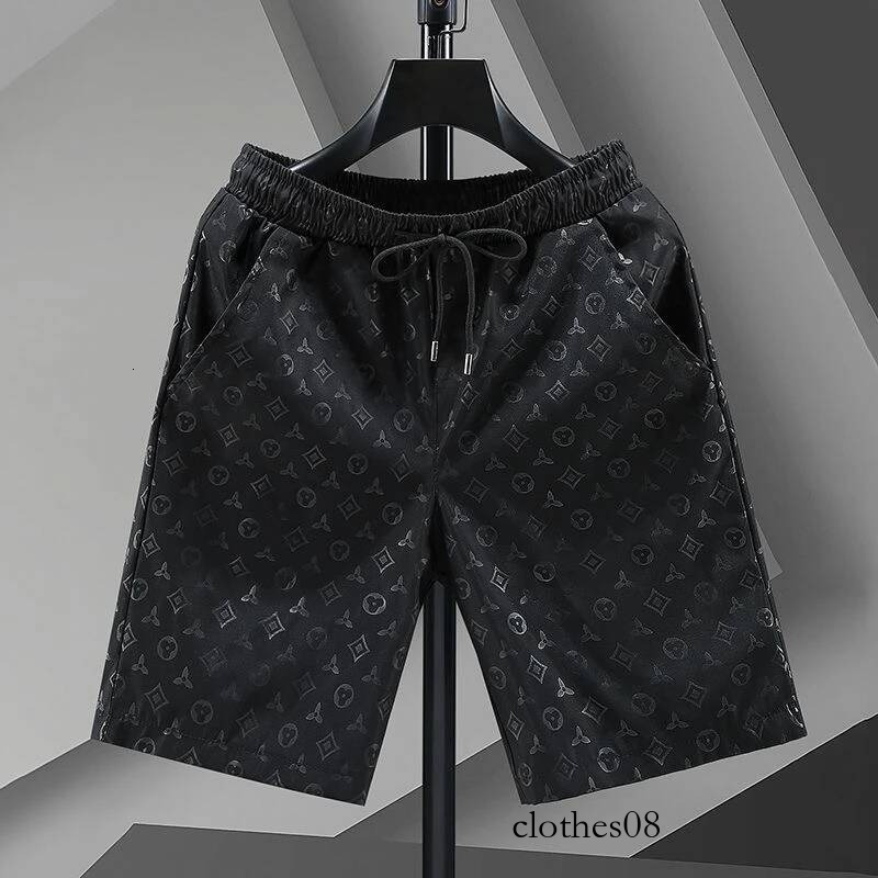 Europe Station high-end jacquard shorts summer new trend slim-fitting five-point men's ice silk beach pants tide