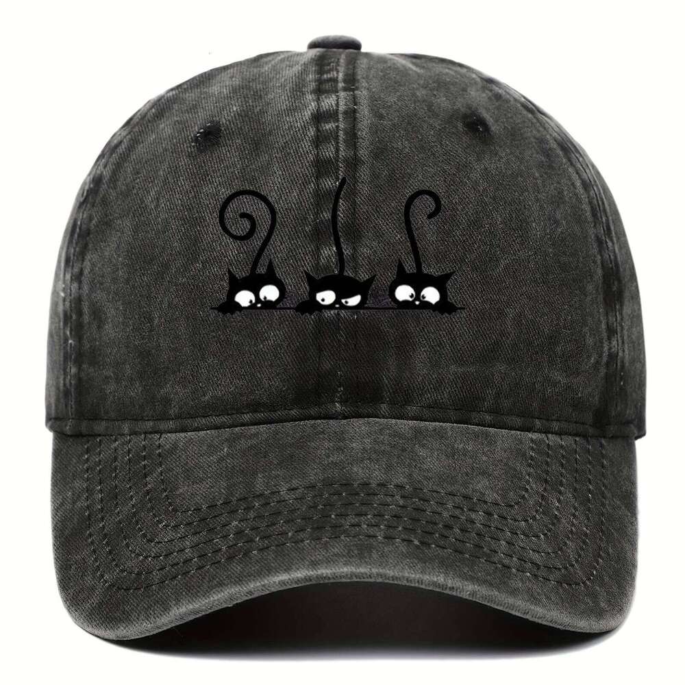 Three Cute Cat Printed Baseball for Men and Women Outdoor Leisure Sunshade Duck Tongue Hats Y260304