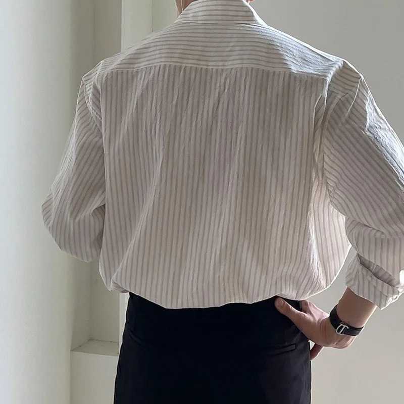 Old Money Style Mens Shirt 2025 Autumn Stylish Striped Printed Shirts Long Sleeve Button-up Turn-down Collar Mens Casual Shirt M260305