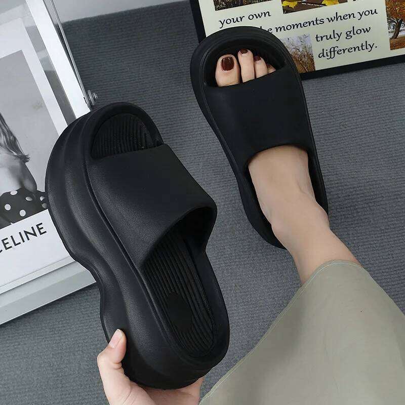 Kidmi Summer Women's Platform Heels Beach Slippers Fashion Flat Sandals Outdoor Soft Cloud Home Shoes For Women