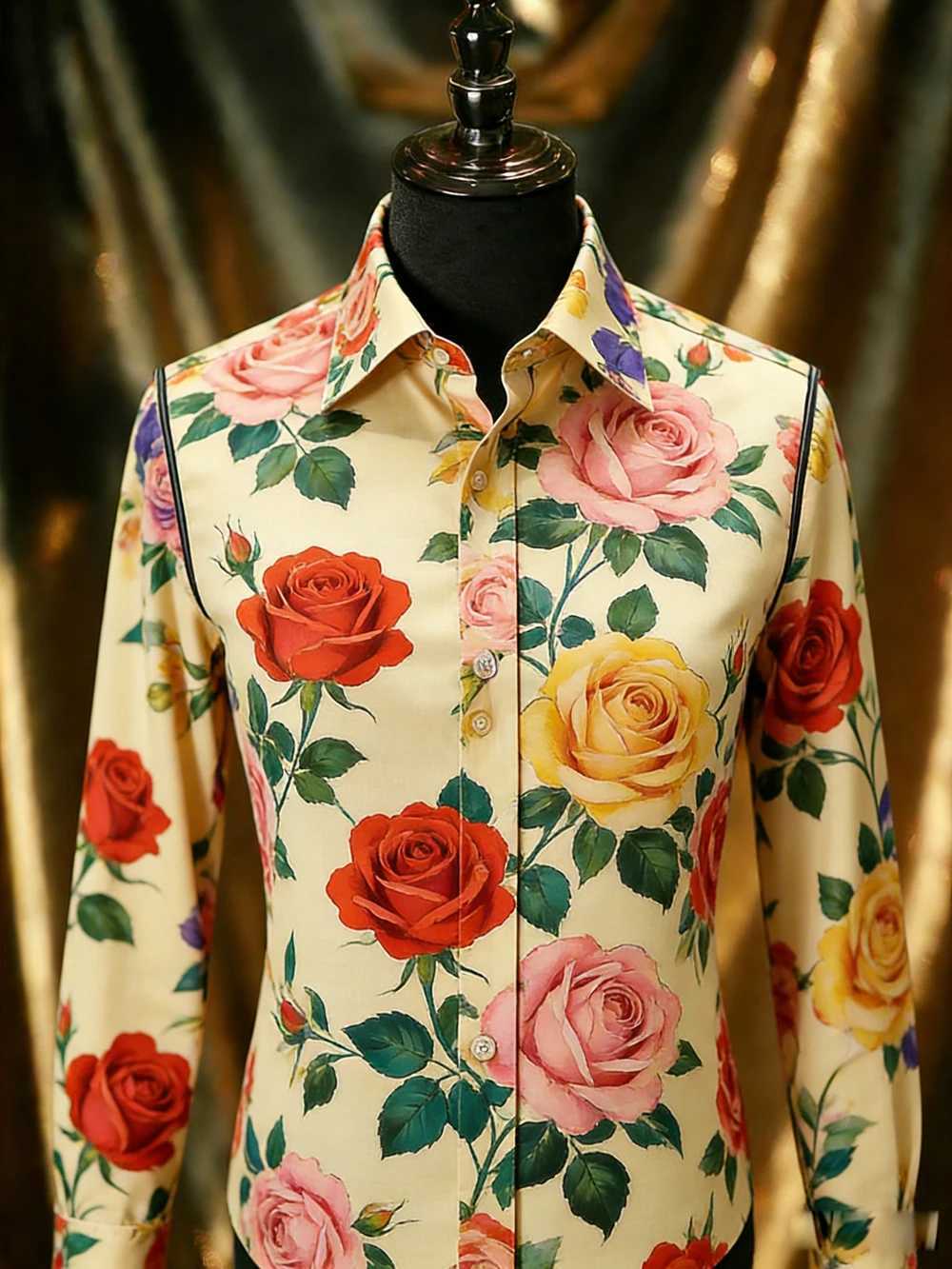 2026 Mens Light Color Fashion Casual Long Sleeve Shirt Plant Flower HD 3D Printed Shirt Hawaiian Vacation Party Mens Clothing M260305